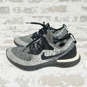 Nike Epic React Flyknit Oreo Grey Black Lace Up Trainers Running Sneakers K51